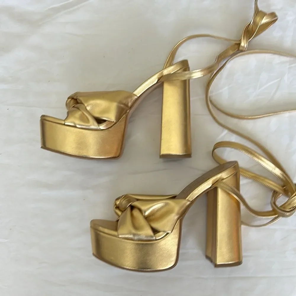 ALMA SHOES made in Mexico gold Platforms